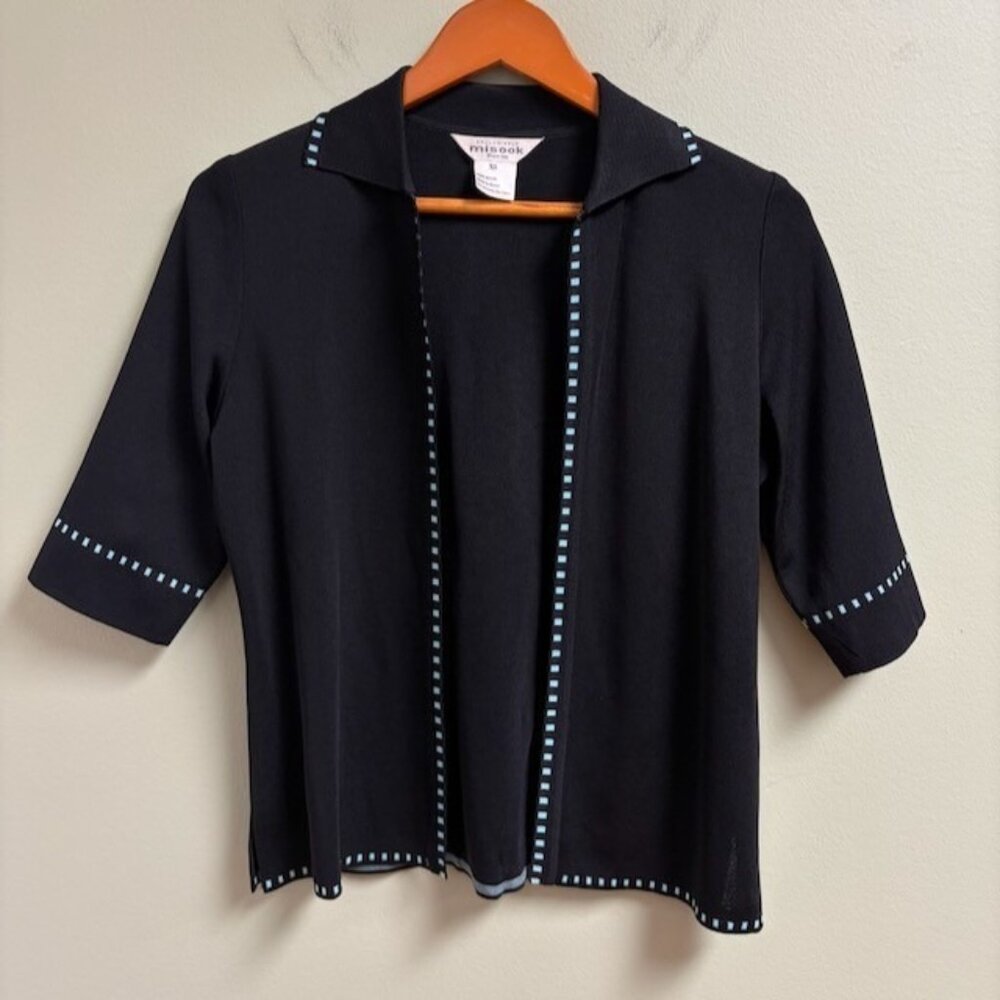 MISOOK Womens Open Front Collared Cardigan Shirt‎ Size XS Preppy Career Classic